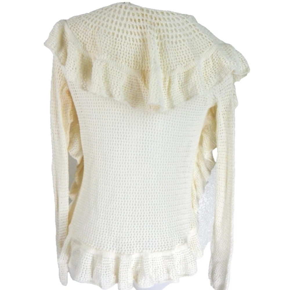 Angel Of The North Sheer Ruffle Sweater Crochet - Picture 4 of 4